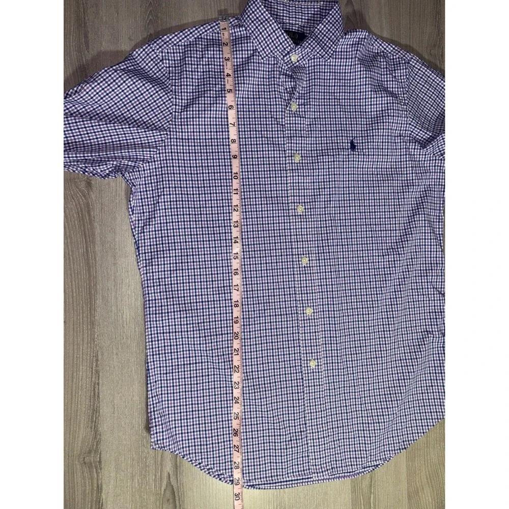 Polo Ralph Lauren Performance Shirt Mens M Purple Gingham Heritage Stretch Work